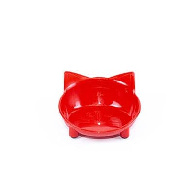 Comedero antideslizante forma de gato rojo